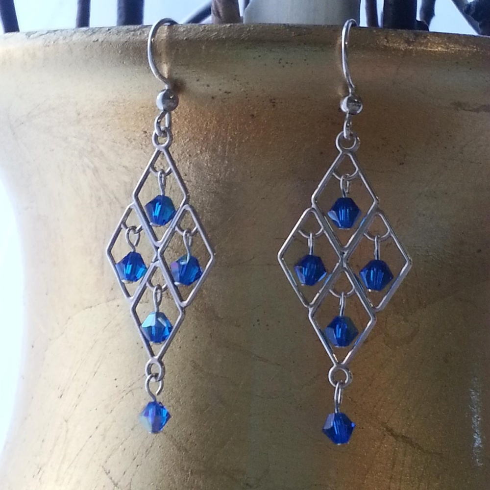 2 for $10 Diamond Shaped Capri Blue earrings
